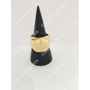 Stainless steel ring with compass and square  Gold
