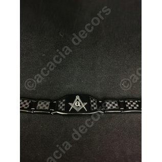 Armband mannen RVS - Zwart met passer en winkelhaak