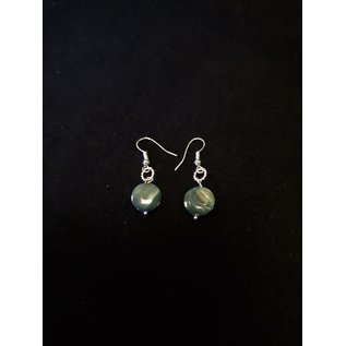 Earrings gray cat's eye semi-precious stone