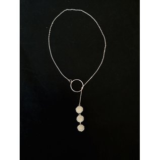 necklace with 3 silver rosette balls