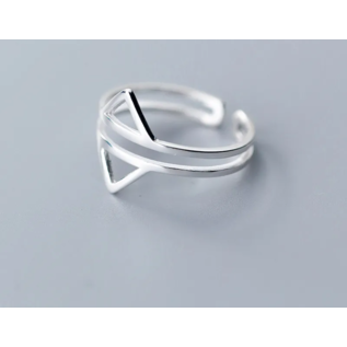 Ring "dubbele driehoek" zilver 925 driehoek