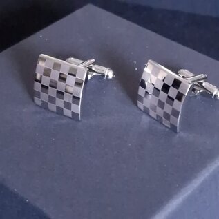 Cufflinks silver checkerboard