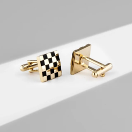 Cufflinks gold checkerboard