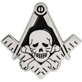 Pin Compass and square with skull
