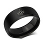 Anillo de acero inoxidable con compás y escuadra.  Nero