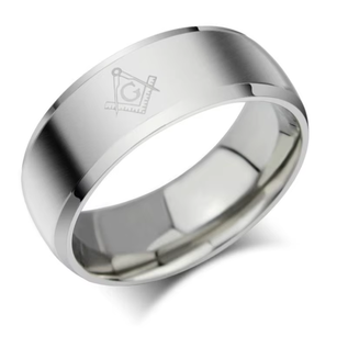 Ring RVS met passer en winkelhaak  - Zilver kleurig