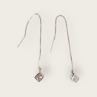 Oorbel hanger kubus met zirkoon