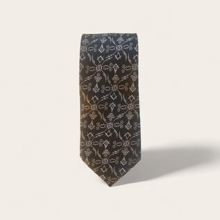 Cravate noire ornée des symboles du compas et de l'équerre