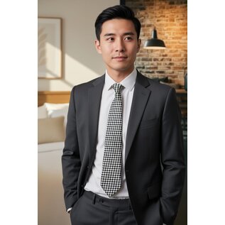 Tie with a fine checkerboard motif