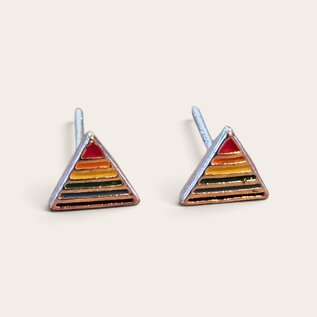 Pequeños Triángulos Arcoíris (Pendientes de Botón)