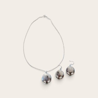 Conjunto de Plata de Ley Árbol de la Vida (Collar y Pendientes)