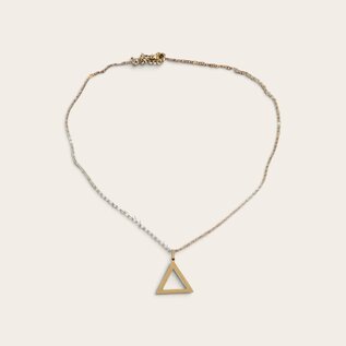 Stainless steel necklace with a 2 cm open triangle.