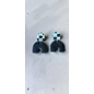 Handcrafted clay drop earrings in 2 parts with a black and white checkerboard pattern and butterfly backs. - Copy