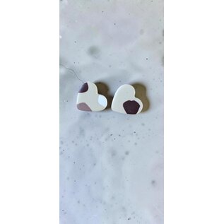 Handcrafted clay earrings with a terrazzo pattern
