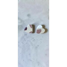 Handcrafted clay earrings with a terrazzo pattern.