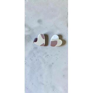 Handgefertigte Ton-Ohrringe mit Terrazzo-Muster