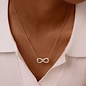 Collar de acero inoxidable con símbolo de infinito y circonitas.