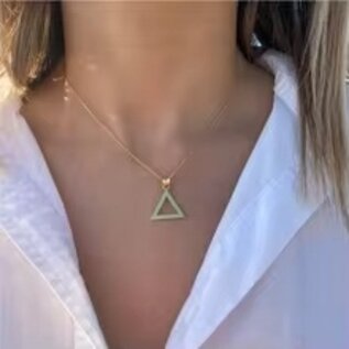 Stainless steel necklace with a 2 cm open triangle.