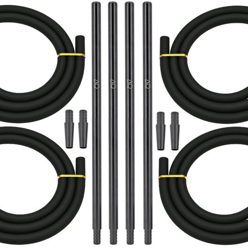 AO Hookah Accessories 4er Liner XL Alu Schlauchset Matt Schwarz inkl. Schlauchanschlüsse AO Hookah Accessories 4er Liner XL Alu Schlauchset Matt Schwarz inkl. Schlauchanschlüsse