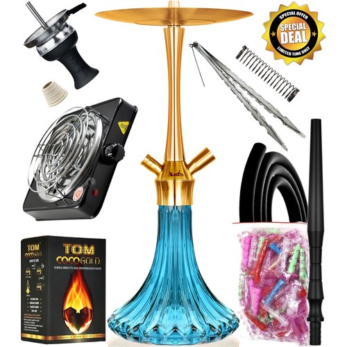 Aladin MVP A46 Light Blue Gold - Shisha Komplett Set Aladin MVP A46 Light Blue Gold - Shisha Komplett Set