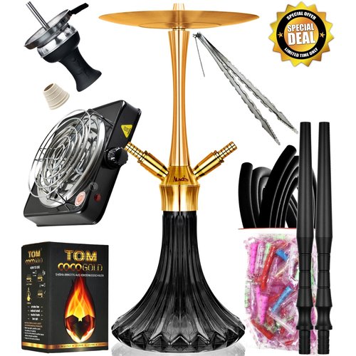 Aladin MVP A46 Black Gold - 2 Schläuche Shisha Komplett Set Aladin MVP A46 Black Gold - 2 Schläuche Shisha Komplett Set