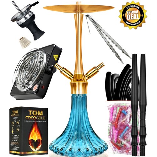 Aladin MVP A46 Light Blue Gold - 2 Schläuche Shisha Komplett Set Aladin MVP A46 Light Blue Gold - 2 Schläuche Shisha Komplett Set