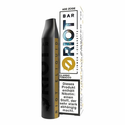Riot Bar Riot Bar - Classic Tobacco - Einweg E-Shisha - 600 Züge / Nikotin 20 mg