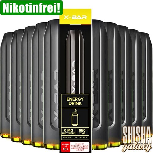 X-Bar X-Bar - Energy Drink - 10er Packung / Display (Sparset) - Einweg E-Shisha - 650 Züge / Nikotinfrei