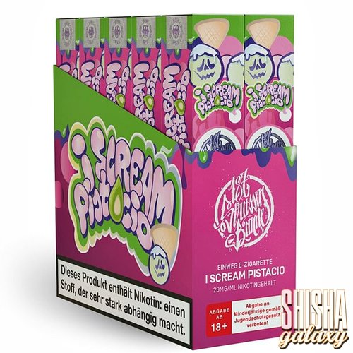 187 Strassenbande 187 Strassenbande - I Scream Pistachio - 10er Packung / Display (Sparset) - Einweg E-Shisha - 600 Züge / Nikotin 20 mg