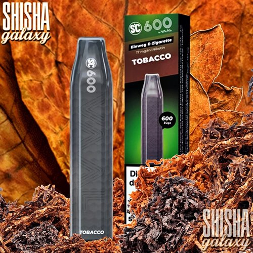 SC 600 SC 600 by VAAL - Tobacco - 10er Packung / Display (Sparset) - Einweg E-Shisha - 600 Züge - Nikotin 17 mg