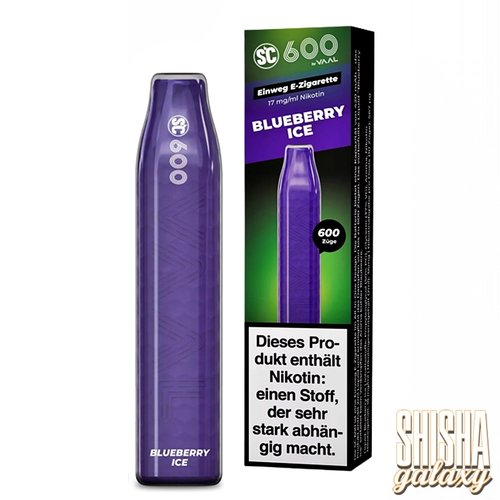 SC 600 SC 600 by VAAL - Blueberry Ice - 10er Packung / Display (Sparset) - Einweg E-Shisha - 600 Züge - Nikotin 17 mg