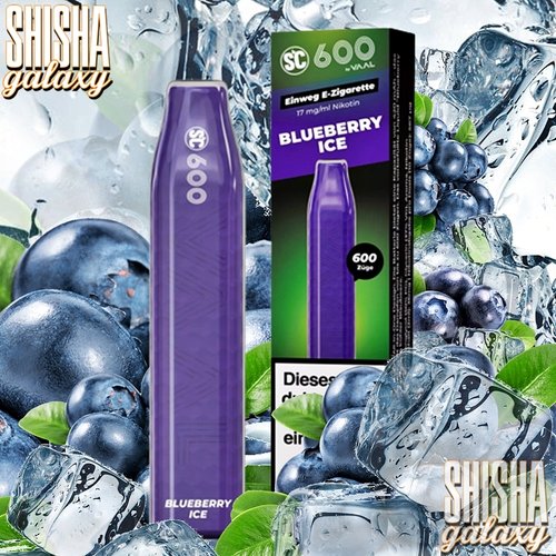 SC 600 SC 600 by VAAL - Blueberry Ice - 10er Packung / Display (Sparset) - Einweg E-Shisha - 600 Züge - Nikotin 17 mg