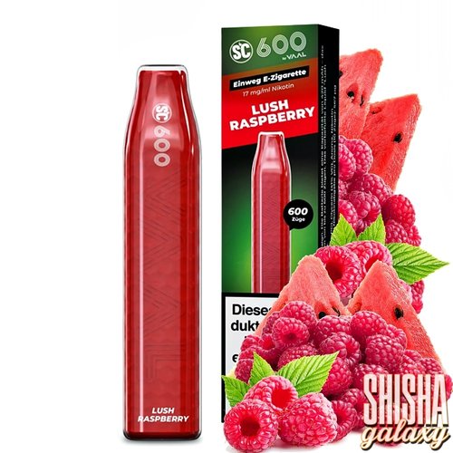 SC 600 SC 600 by VAAL - Lush Raspberry - 10er Packung / Display (Sparset) - Einweg E-Shisha - 600 Züge - Nikotin 17 mg