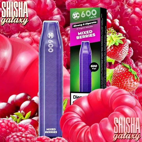 SC 600 SC 600 by VAAL - Mixed Berries - 10er Packung / Display (Sparset) - Einweg E-Shisha - 600 Züge - Nikotin 17 mg