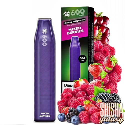 SC 600 SC 600 by VAAL - Mixed Berries - 10er Packung / Display (Sparset) - Einweg E-Shisha - 600 Züge - Nikotin 17 mg