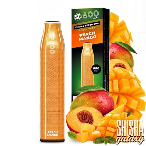 SC 600 SC 600 by VAAL - Peach Mango - 10er Packung / Display (Sparset) - Einweg E-Shisha - 600 Züge - Nikotin 17 mg