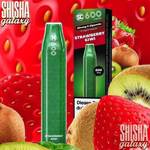 SC 600 SC 600 by VAAL - Strawberry Kiwi - 10er Packung / Display (Sparset) - Einweg E-Shisha - 600 Züge - Nikotin 17 mg