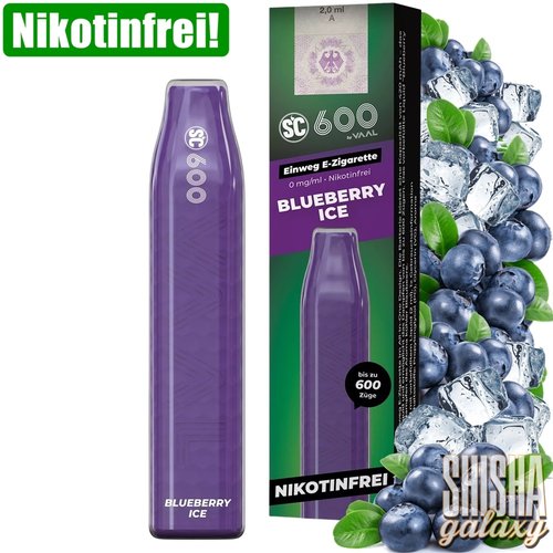 SC 600 SC 600 by VAAL - Blueberry Ice - 10er Packung / Display (Sparset) - Einweg E-Shisha - 600 Züge / Nikotinfrei