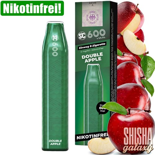 SC 600 SC 600 by VAAL - Double Apple - 10er Packung / Display (Sparset) - Einweg E-Shisha - 600 Züge / Nikotinfrei