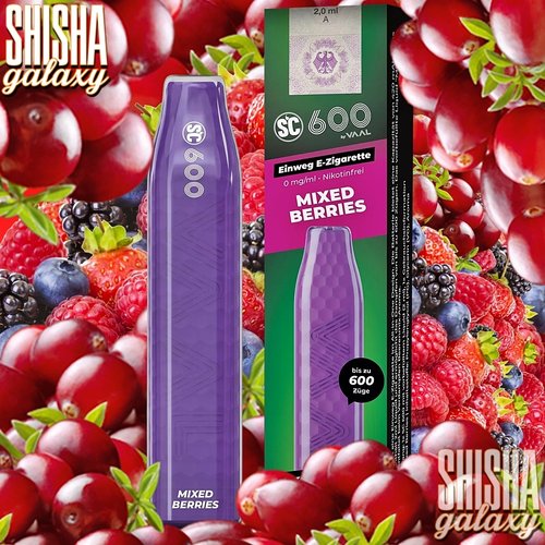SC 600 SC 600 by VAAL - Mixed Berries - 10er Packung / Display (Sparset) - Einweg E-Shisha - 600 Züge / Nikotinfrei