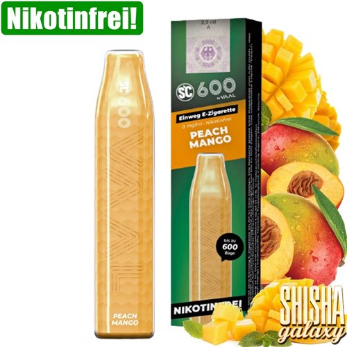 SC 600 SC 600 by VAAL - Peach Mango - 10er Packung / Display (Sparset) - Einweg E-Shisha - 600 Züge / Nikotinfrei