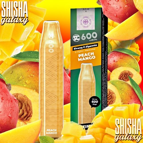 SC 600 SC 600 by VAAL - Peach Mango - 10er Packung / Display (Sparset) - Einweg E-Shisha - 600 Züge / Nikotinfrei