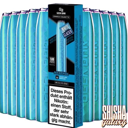 Geek Bar Menthol White Glacier - 10er Packung / Display - 575 Züge / Nikotin 18 mg Geek Bar Menthol White Glacier - 10er Packung / Display - 575 Züge / Nikotin 18 mg