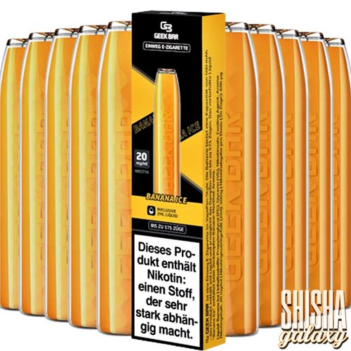 Geek Bar Banana Ice - 10er Packung / Display - 575 Züge / Nikotin 20 mg Geek Bar Banana Ice - 10er Packung / Display - 575 Züge / Nikotin 20 mg