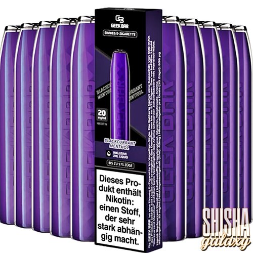 Geek Bar Blackcurrant Menthol - 10er Packung / Display - 575 Züge / Nikotin 20 mg Geek Bar Blackcurrant Menthol - 10er Packung / Display - 575 Züge / Nikotin 20 mg
