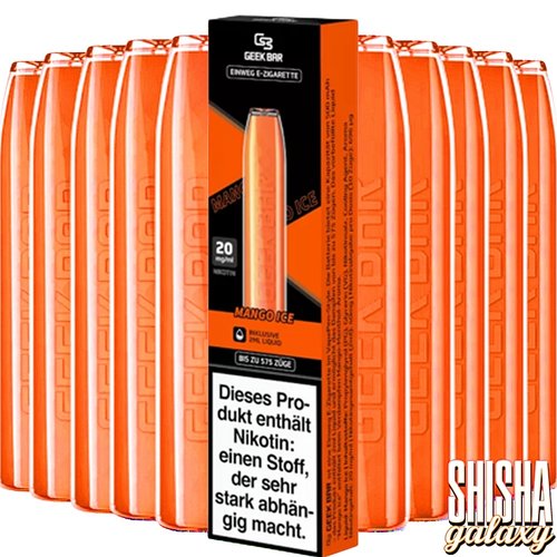 Geek Bar Mango Ice - 10er Packung / Display - 575 Züge / Nikotin 20 mg Geek Bar Mango Ice - 10er Packung / Display - 575 Züge / Nikotin 20 mg