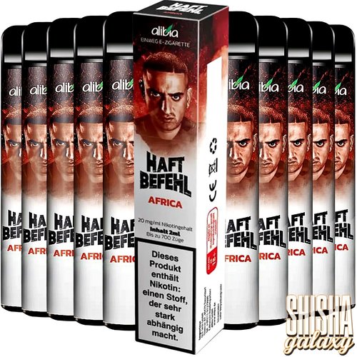 Haftbefehl Haftbefehl Vape - Africa - 10er Packung / Display (Sparset) - Einweg E-Shisha - 700 Züge - Nikotin 20 mg