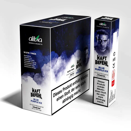 Haftbefehl Haftbefehl Vape - Blue Purple Ice - 10er Packung / Display (Sparset) - Einweg E-Shisha - 700 Züge - Nikotin 20 mg