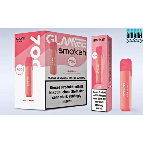 Smokah Smokah Vape - Glamee Mini - Cola Cherry - 10er Packung / Display (Sparset) - Einweg E-Shisha - 700 Züge / Nikotin 20 mg