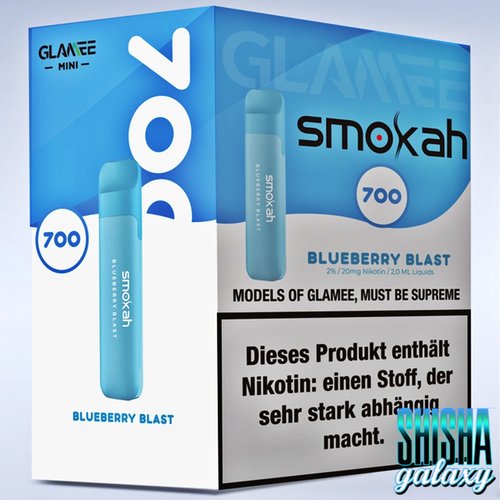 Smokah Smokah Vape - Glamee Mini - Blueberry Blast - 10er Packung / Display (Sparset) - Einweg E-Shisha - 700 Züge / Nikotin 20 mg